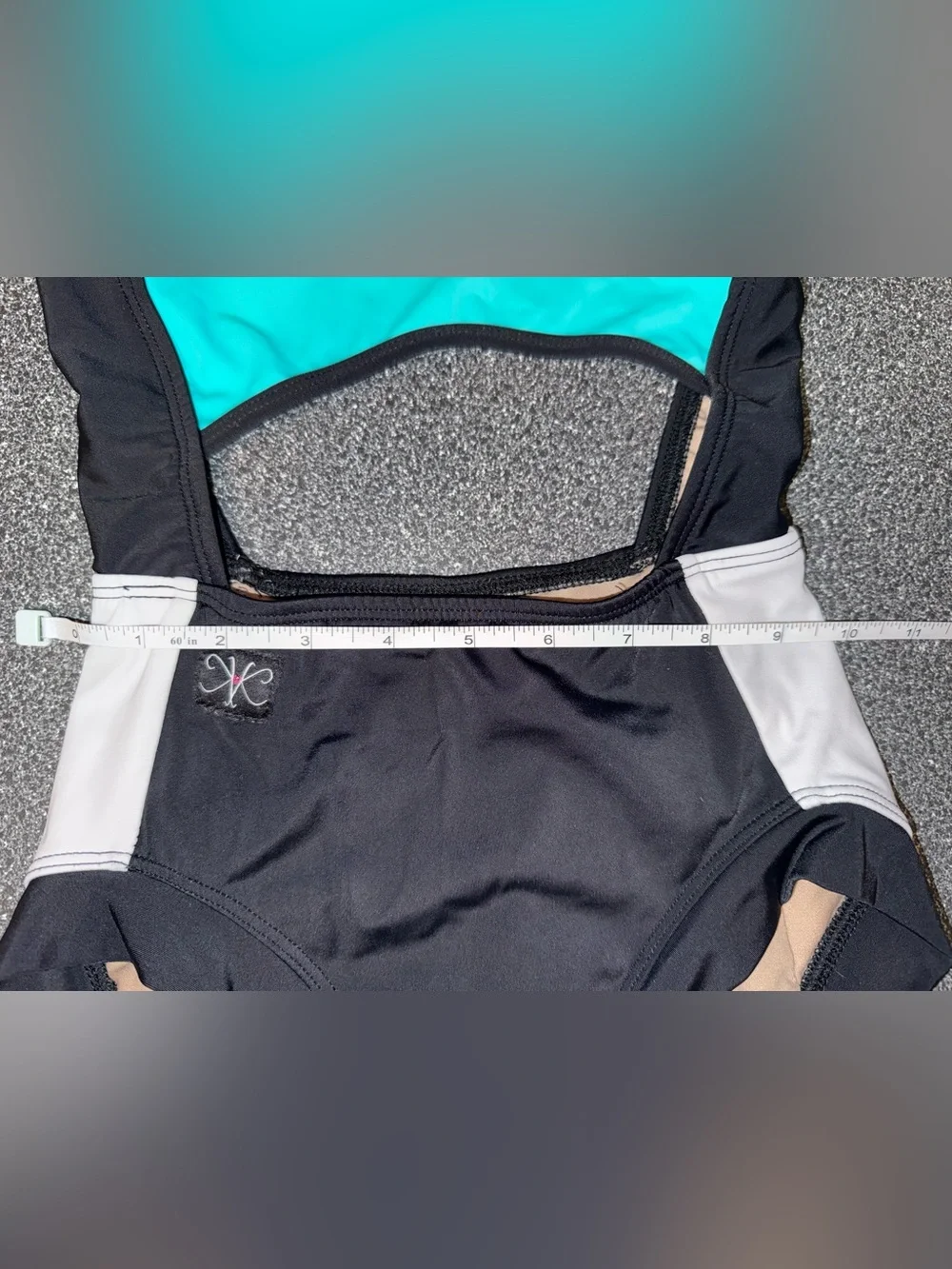 Kandi Kouture Dance Leotard Teal/Black Size Child Large